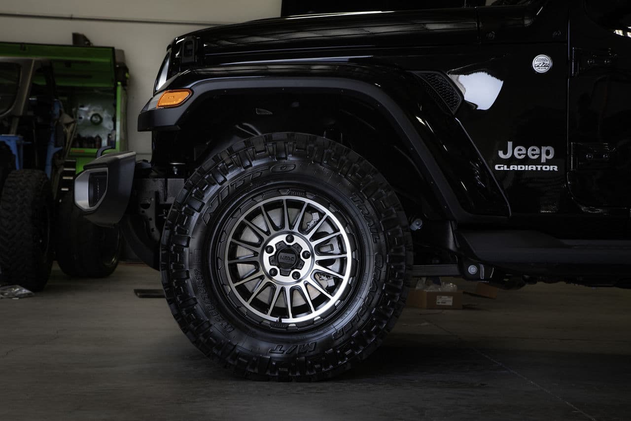 Rear view of 2019 Jeep Gladiator Overland with truck suv wheels