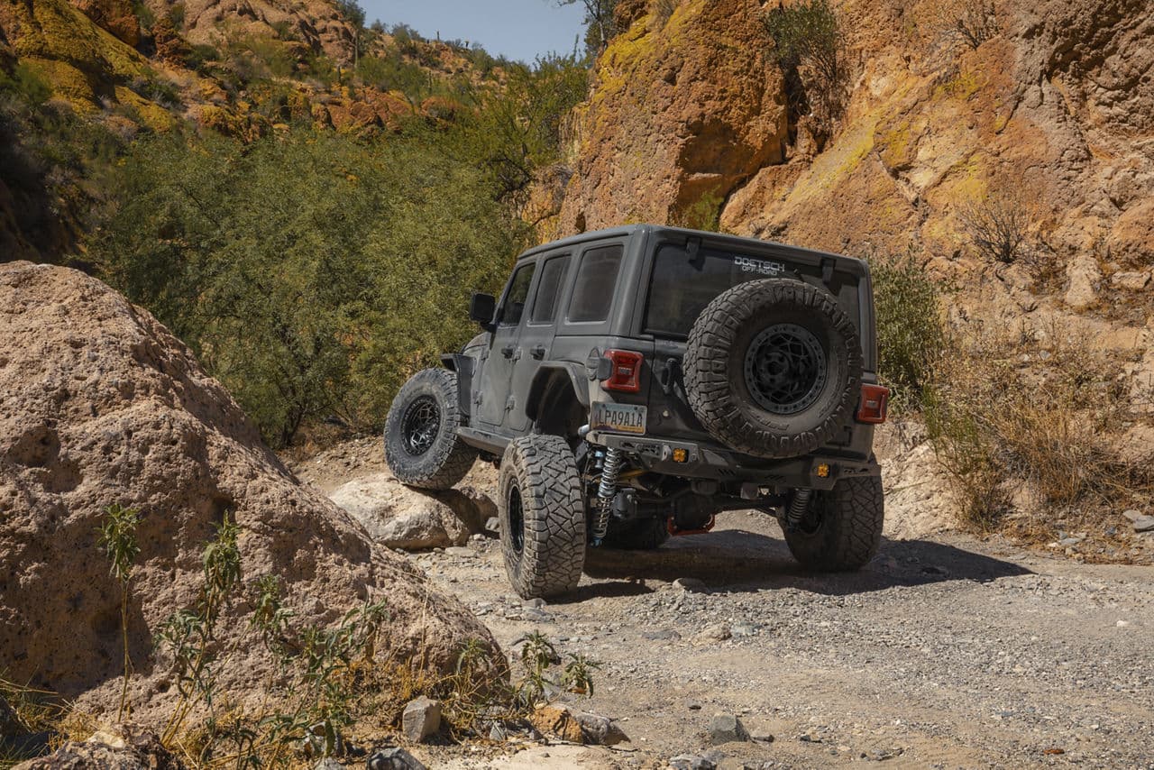 Interior of 2019 Jeep Wrangler with wheels
