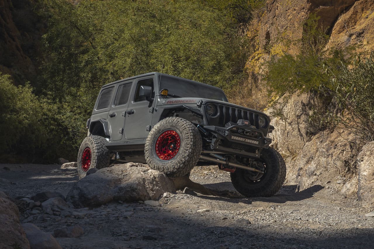 Interior of 2019 Jeep Wrangler with wheels