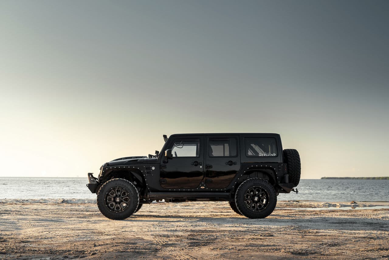 Interior of 2019 Jeep Wrangler with wheels