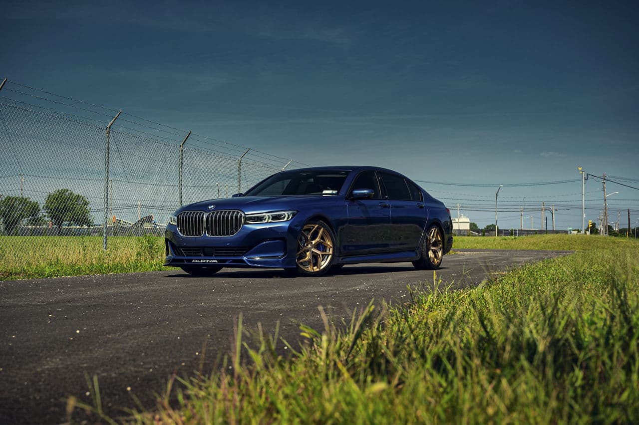 Front view of 2020 BMW Alpina B7 with wheels