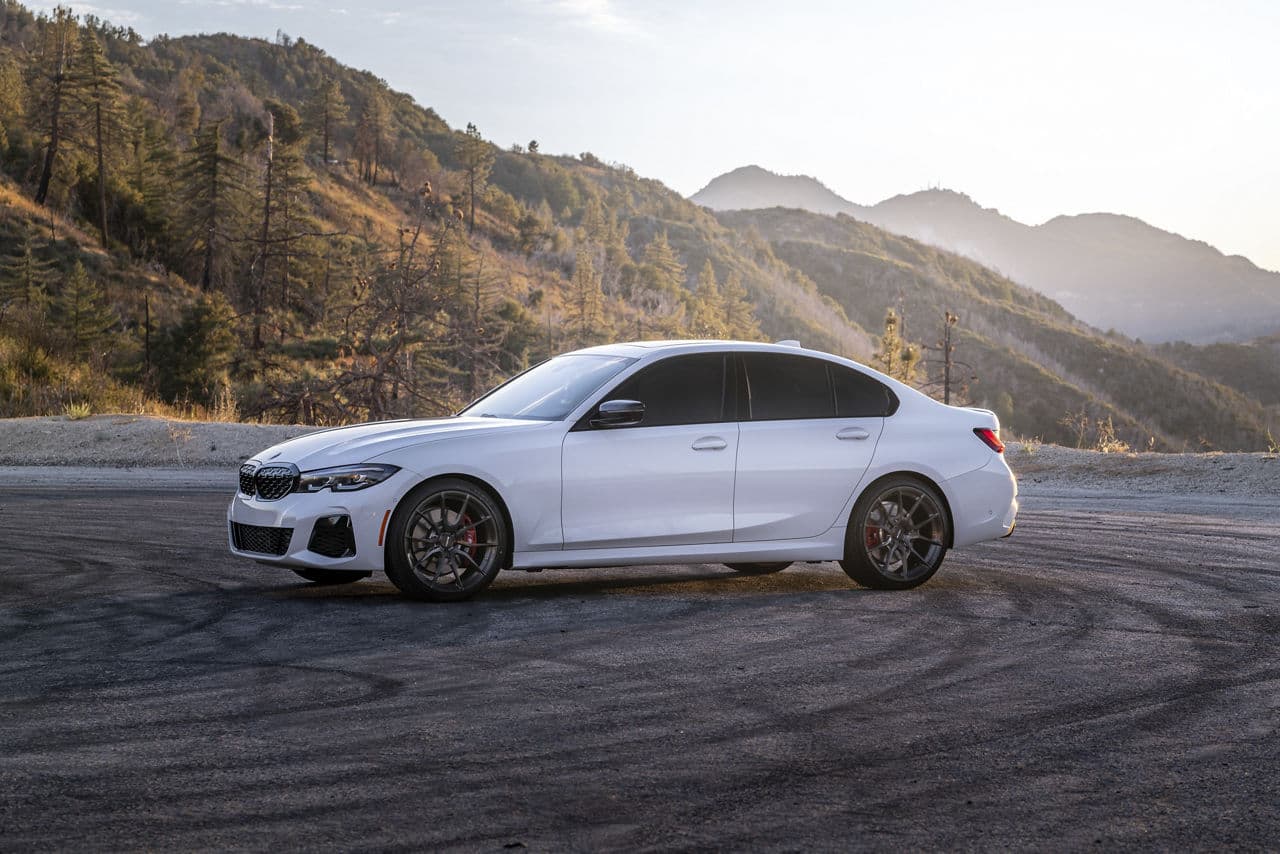 Interior of 2020 BMW M340i with wheels