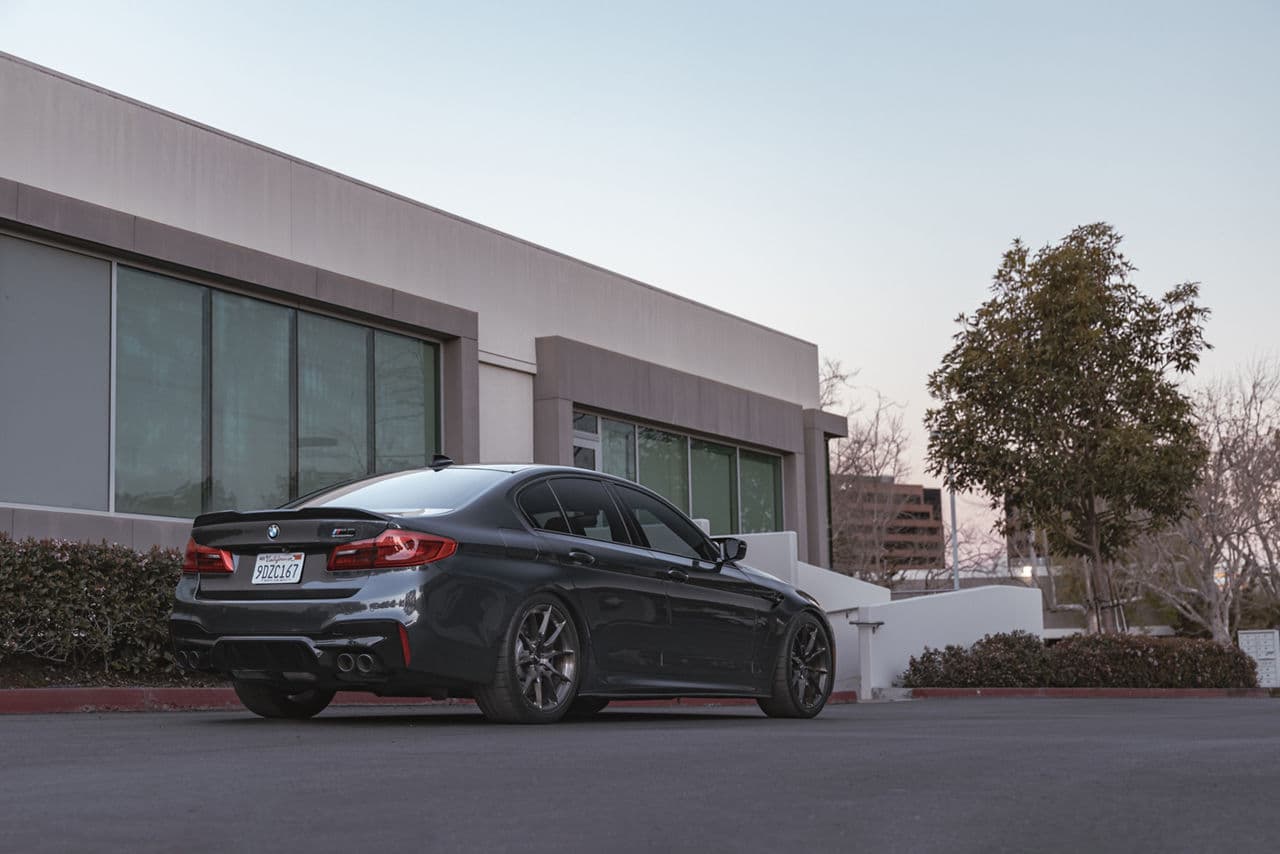 Side profile of 2020 BMW M5 with vehicle wraps