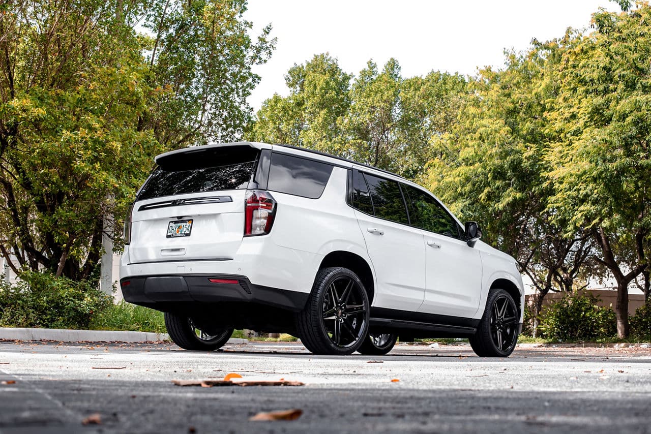 Rear view of 2020 Chevrolet Tahoe with wheels