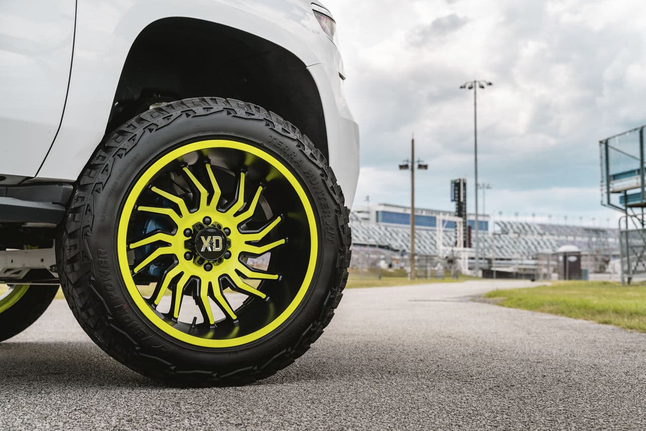 Rear view of 2020 Chevrolet Tahoe with wheels