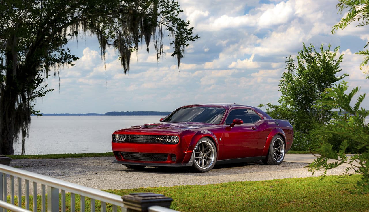 Side profile of 2020 Dodge Challenger Scatpack with wheels