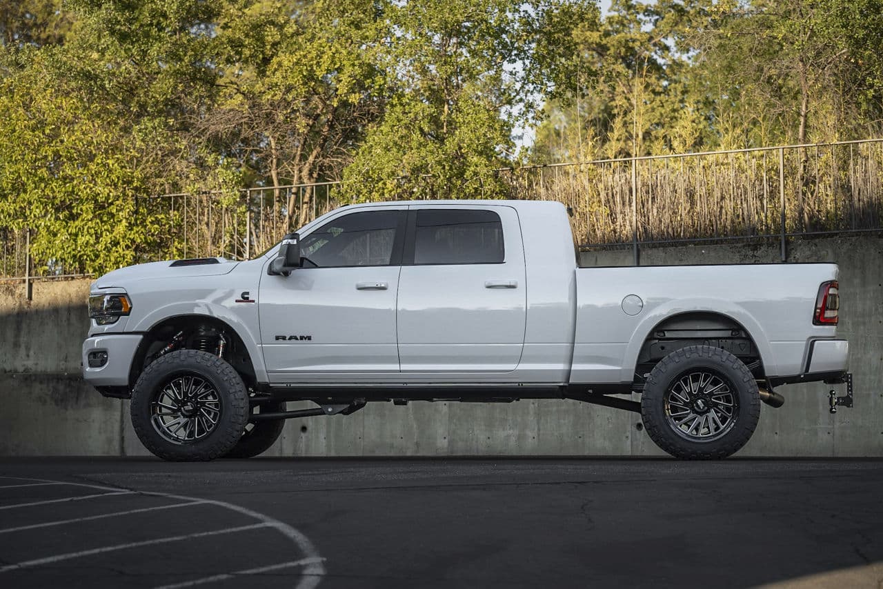 Rear view of 2020 Dodge Ram with wheels