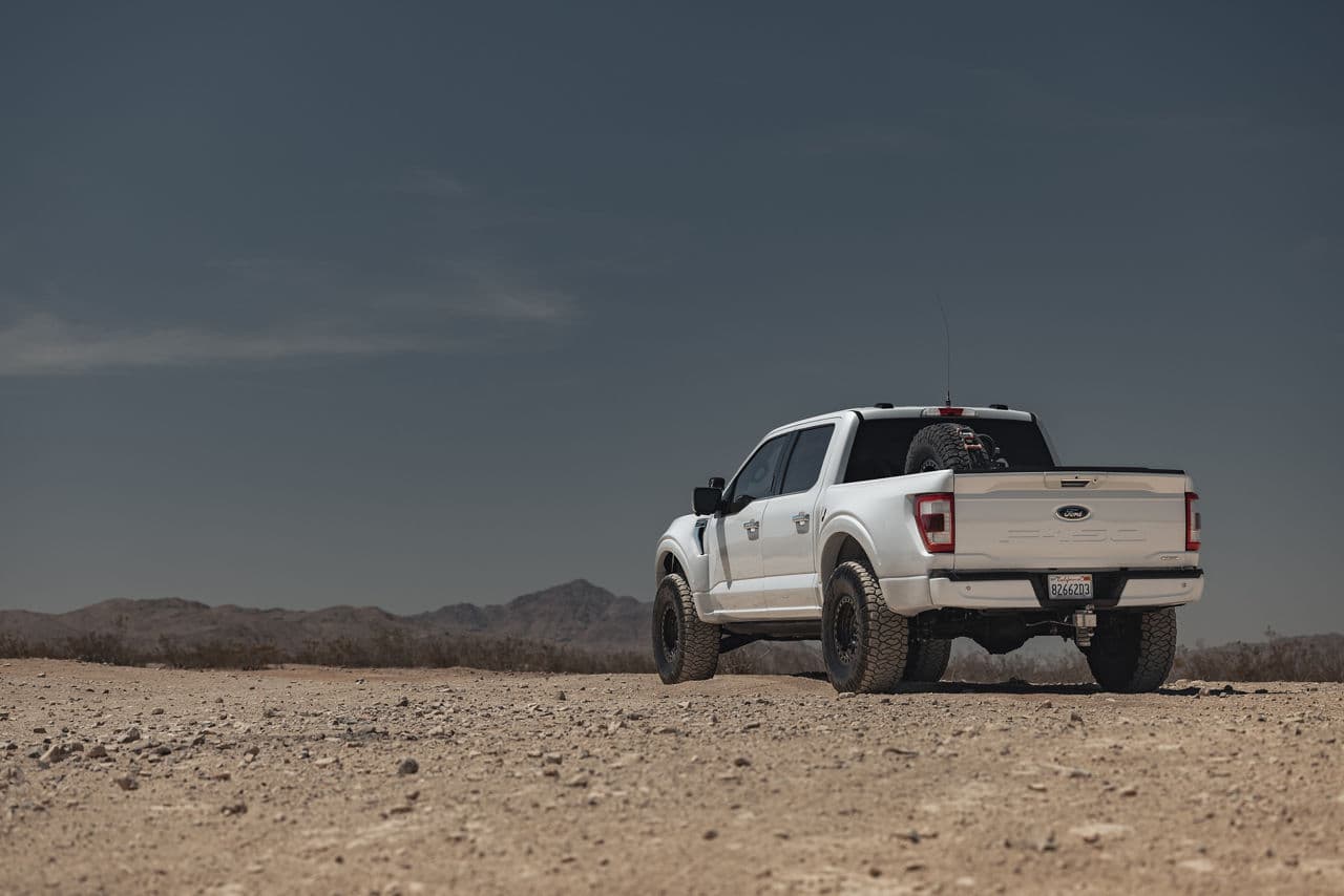 Side profile of 2020 Ford F150 with wheels