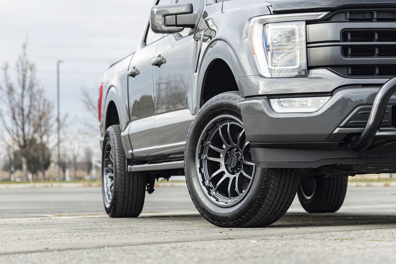 Rear view of 2020 Ford F150 with wheels