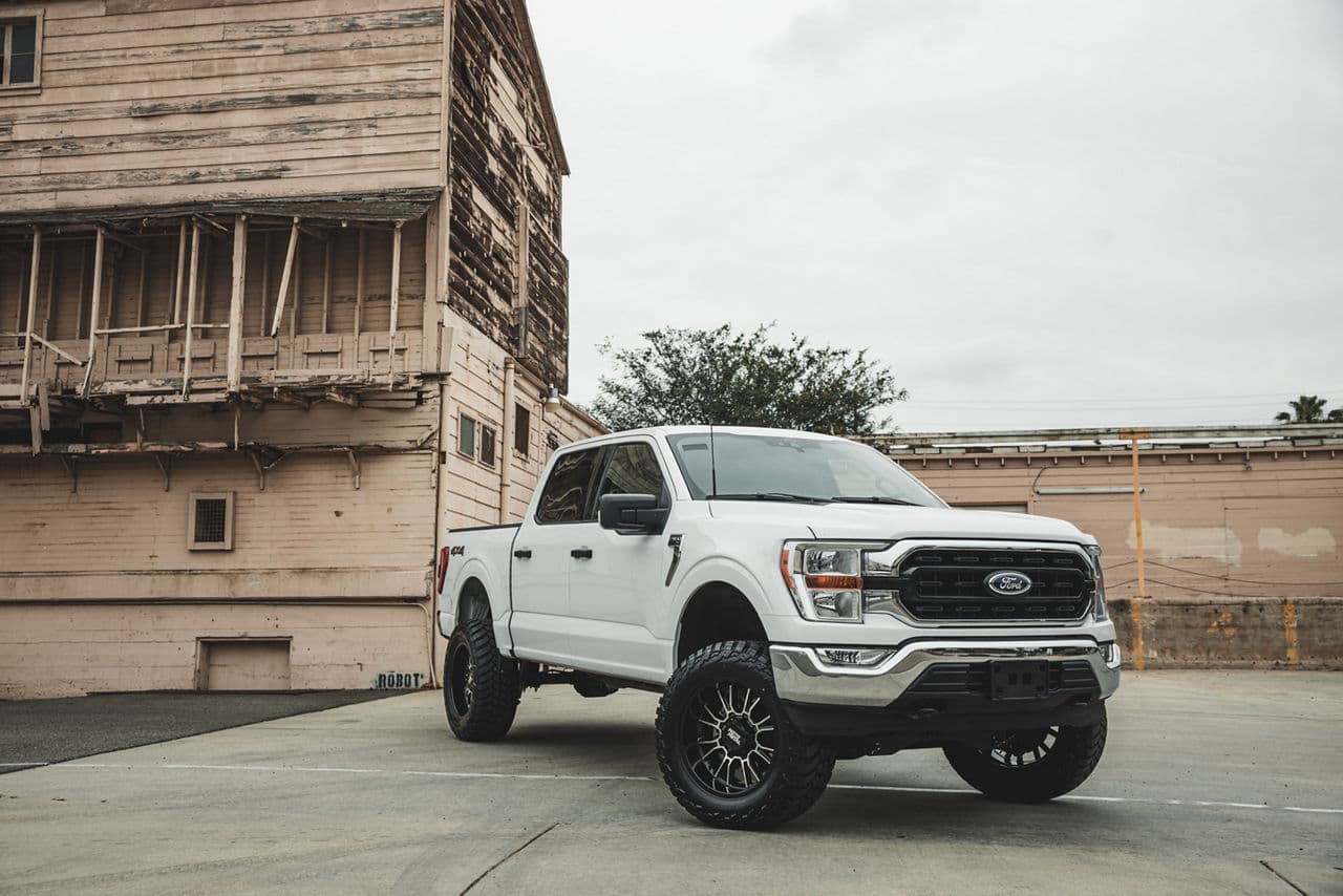Side profile of 2020 Ford F150 with wheels