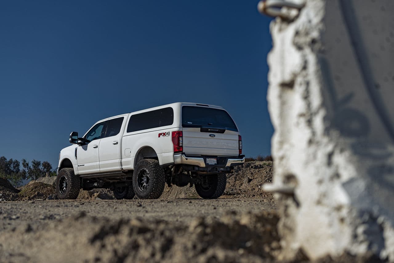 Front view of 2020 Ford F250 with vehicle wraps