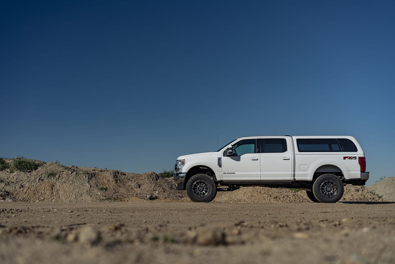 Side profile of 2020 Ford F250 with vehicle wraps