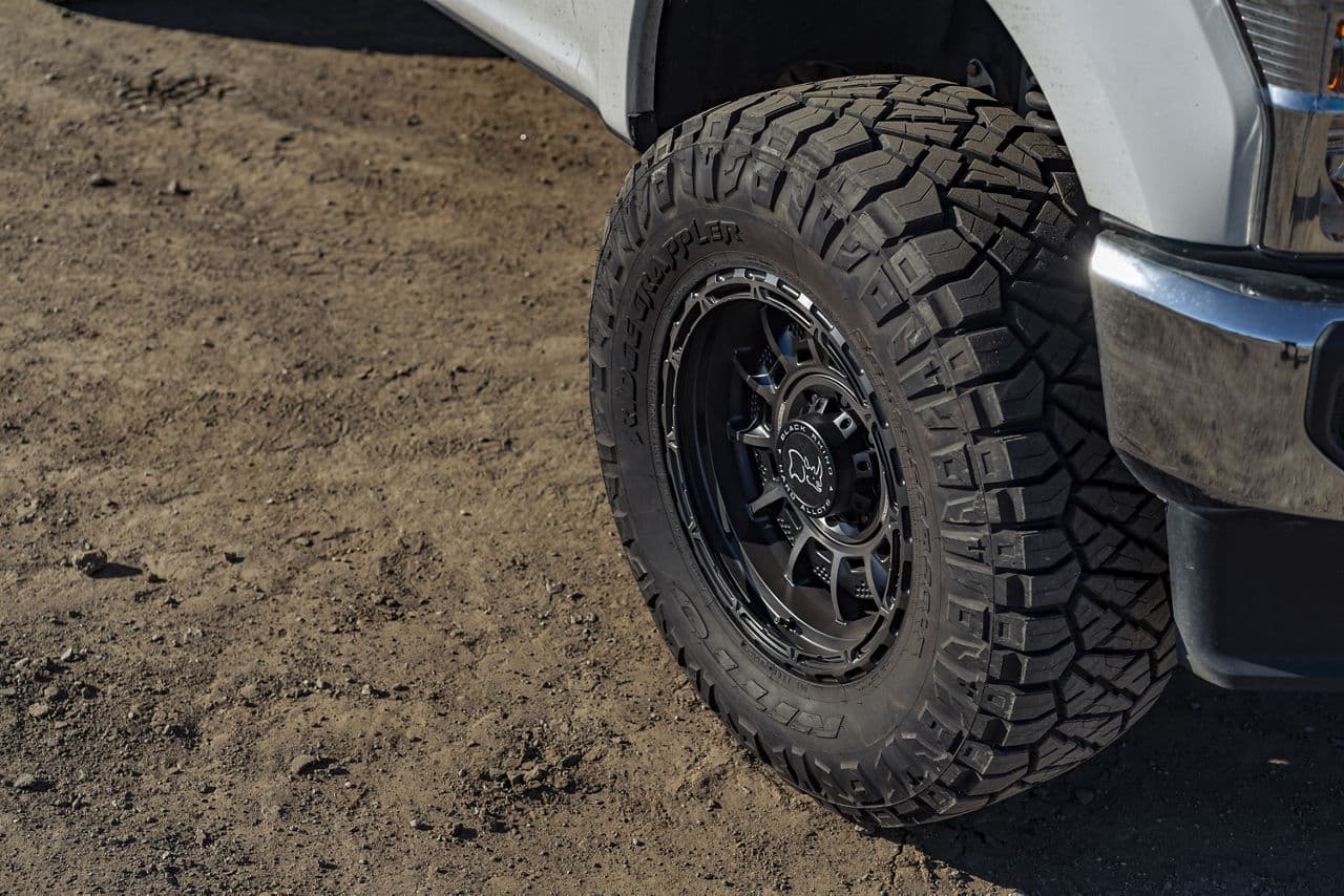 Rear view of 2020 Ford F250 with vehicle wraps