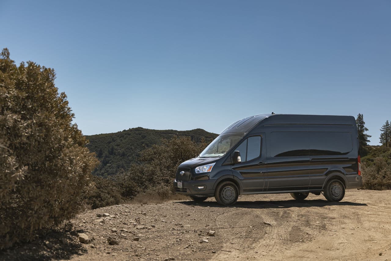 Interior of 2020 Ford Transit with wheels
