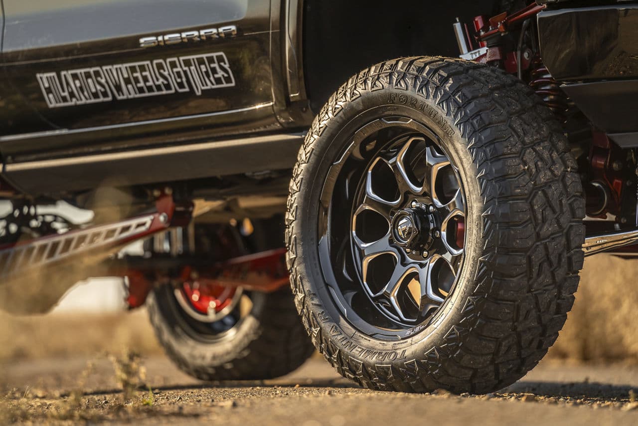 Interior of 2020 GMC Sierra with wheels