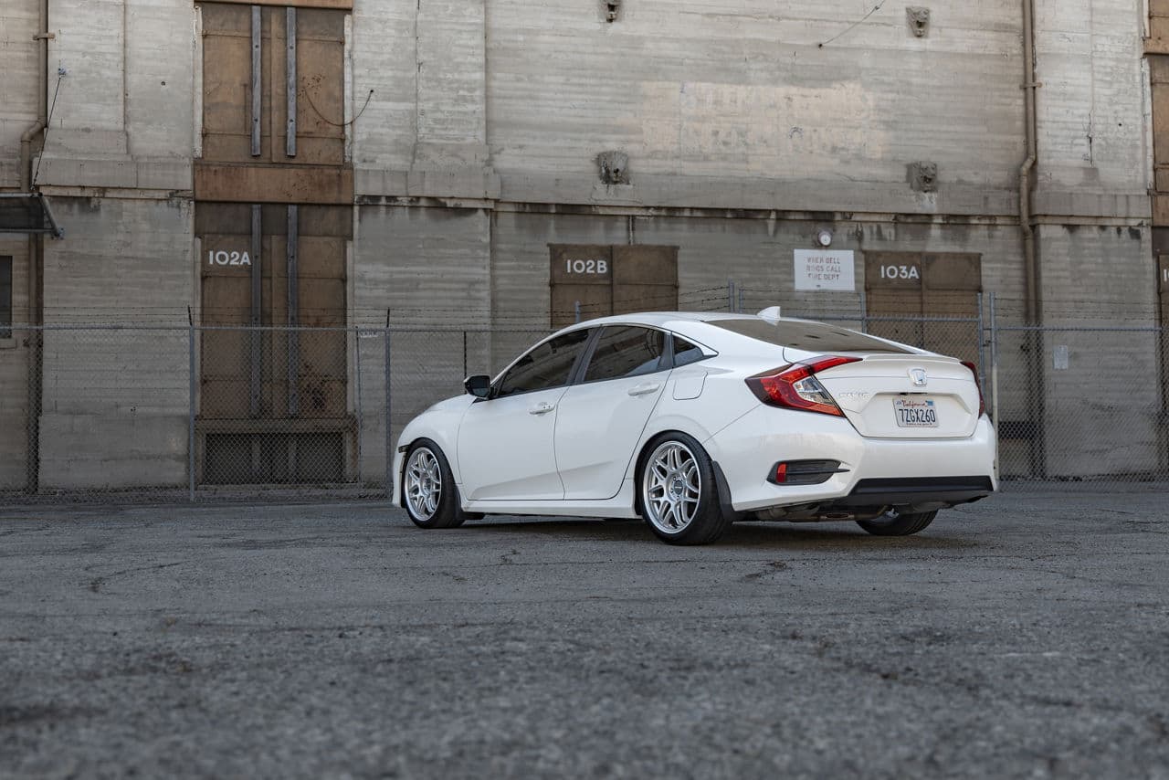 Front view of 2020 Honda Civic with tuner wheels
