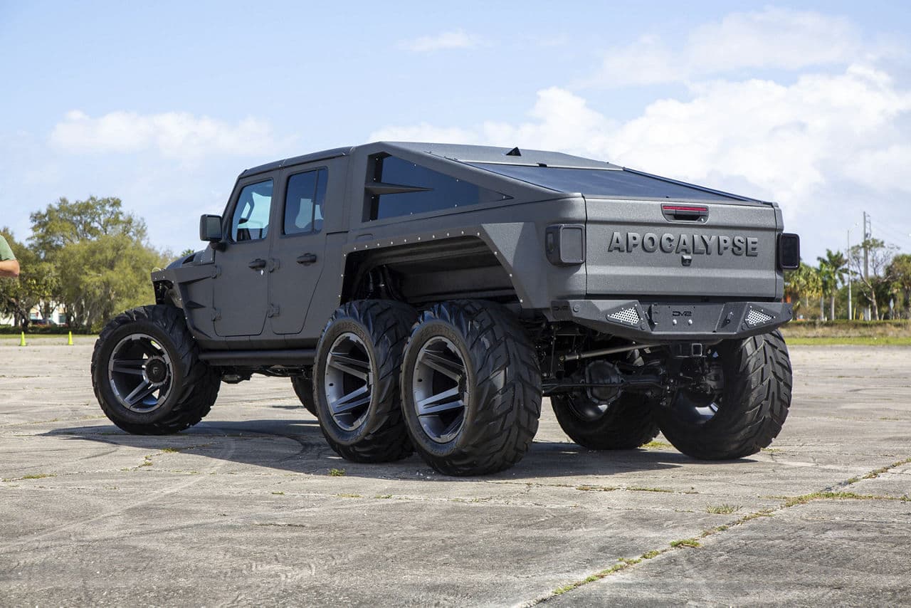 Rear view of 2020 Jeep Gladiator 6x6 with wheels