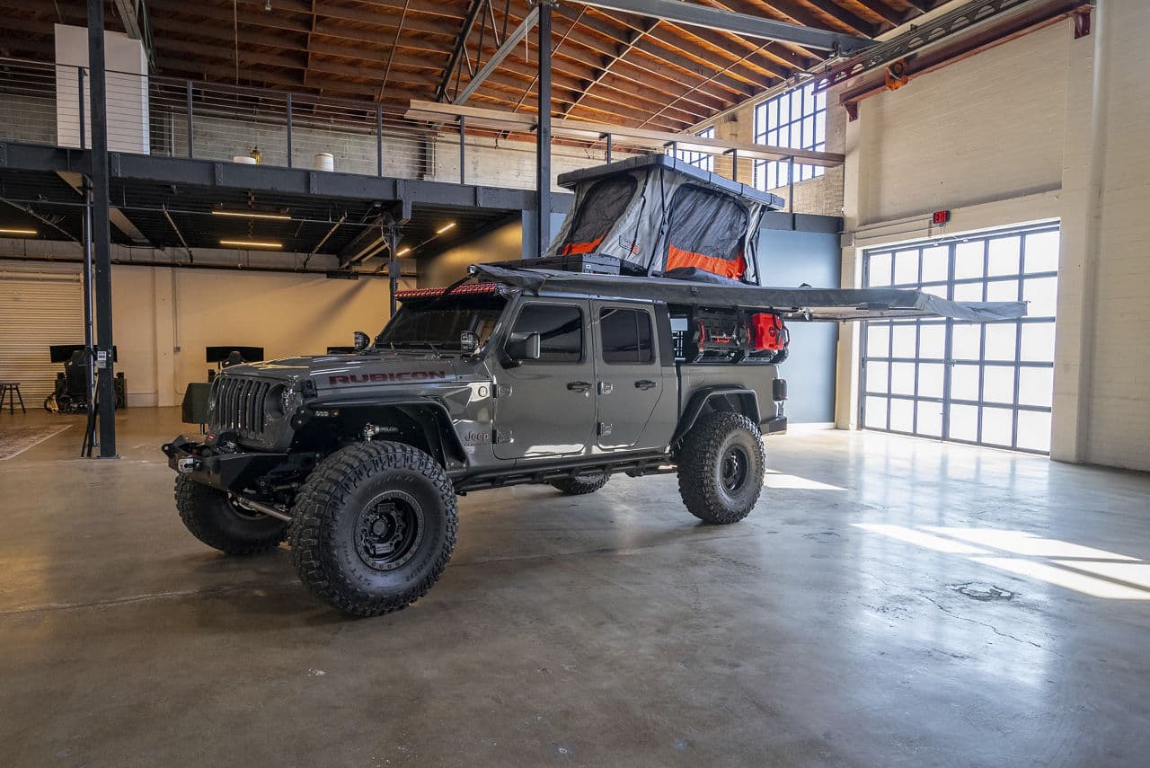 Rear view of 2020 Jeep Gladiator with wheels