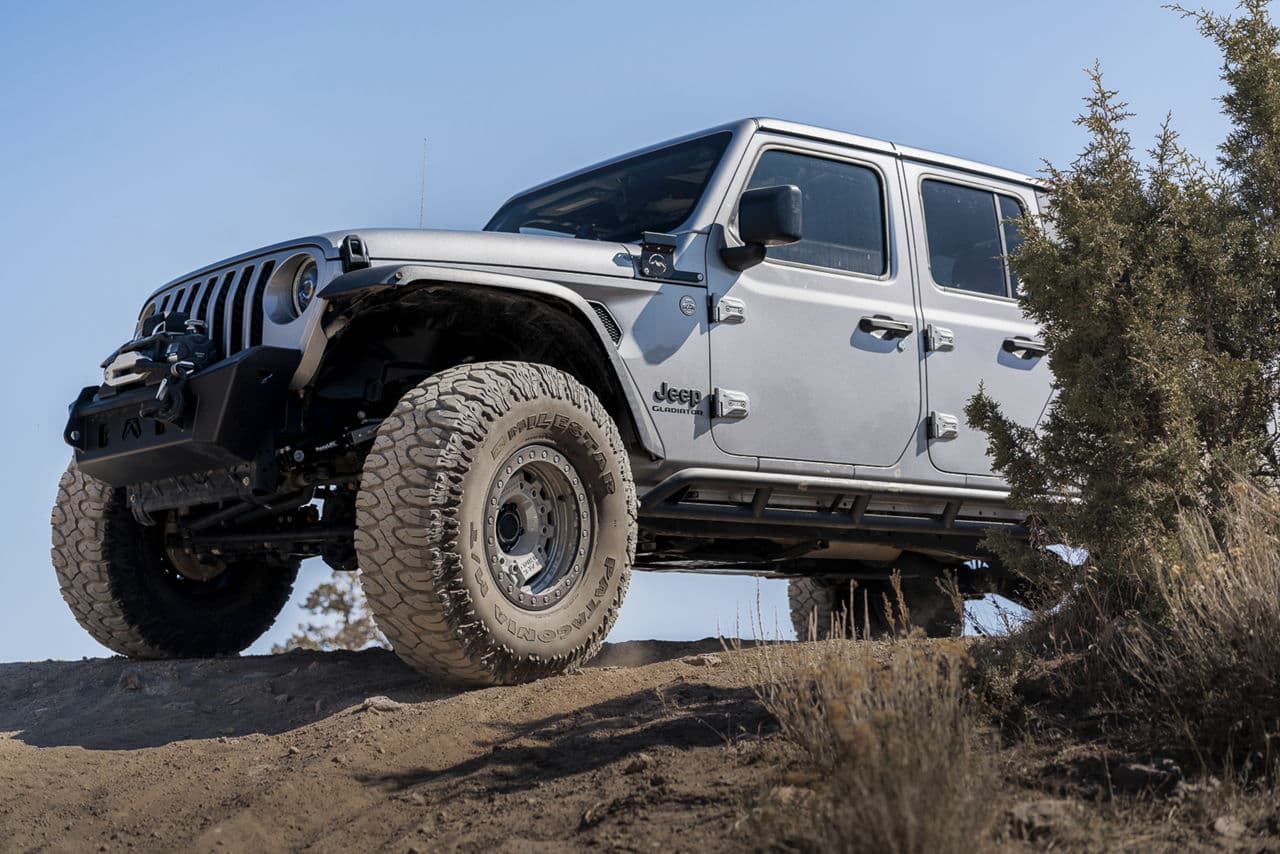 Rear view of 2020 Jeep Gladiator with wheels