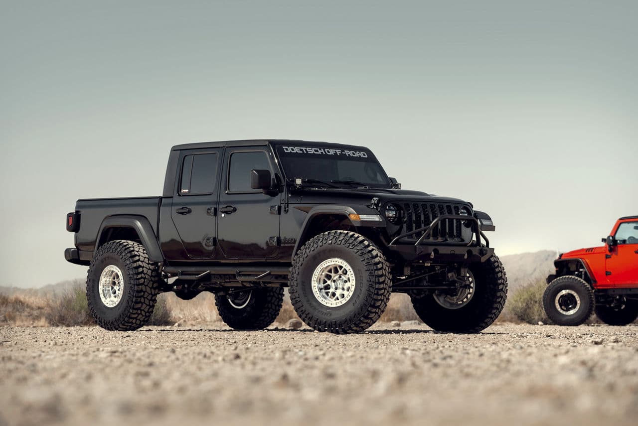 Rear view of 2020 Jeep Gladiator with wheels