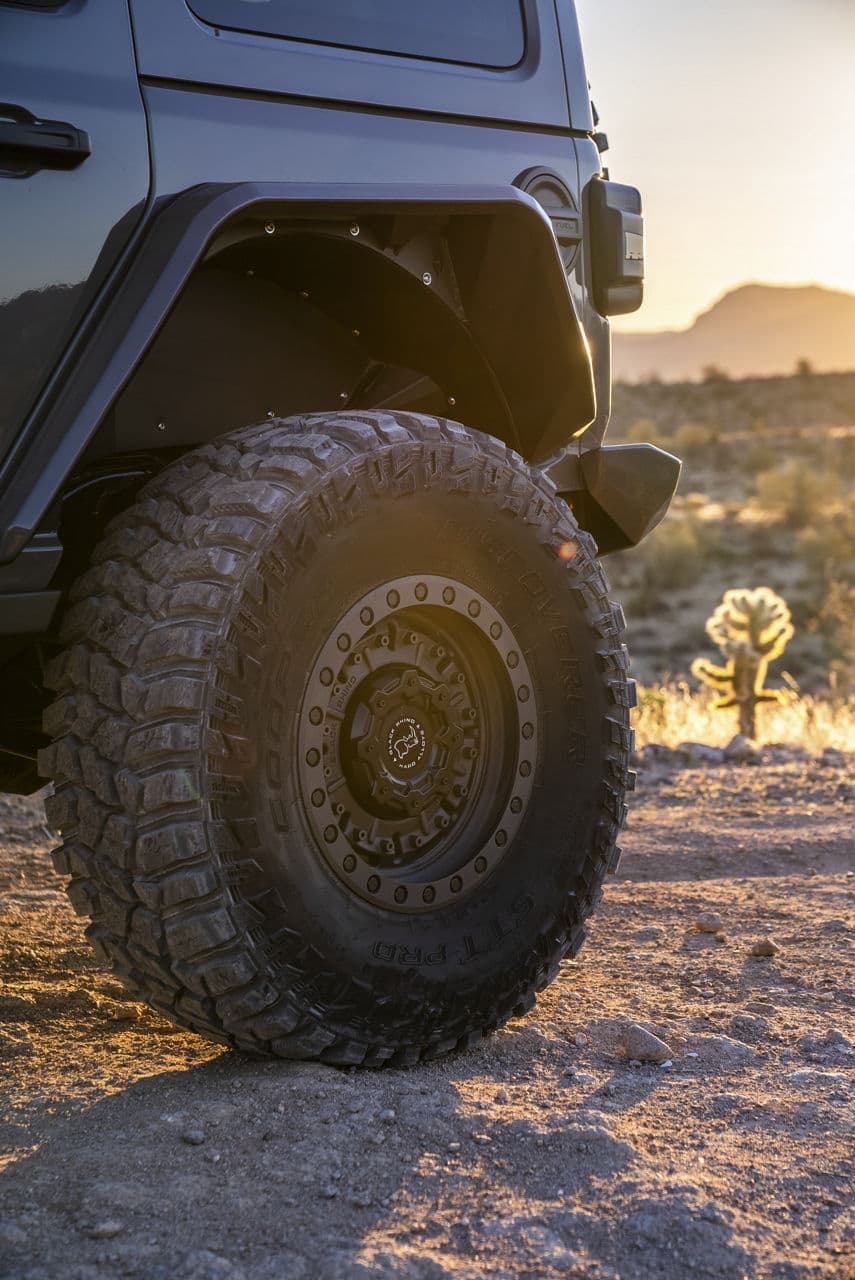 Side profile of 2020 Jeep Wrangler JLU with wheels