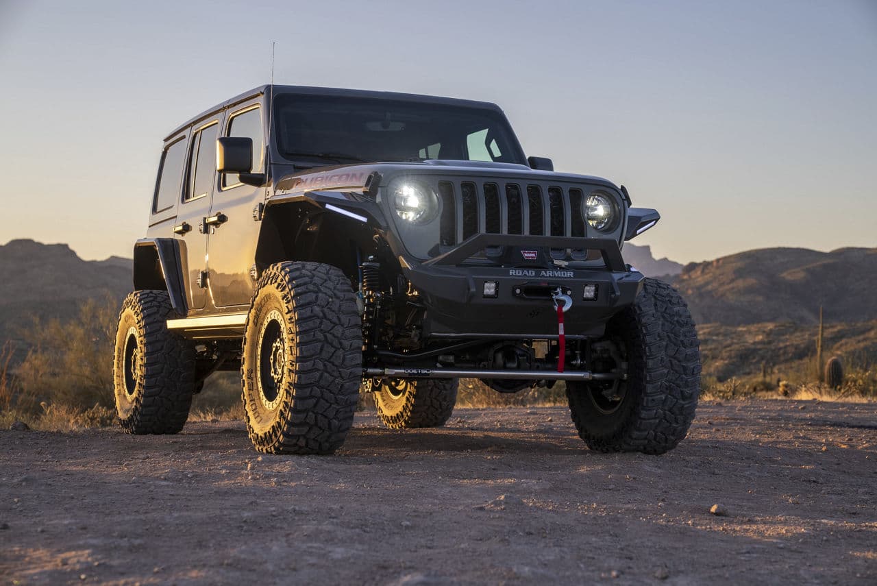Rear view of 2020 Jeep Wrangler JLU with wheels