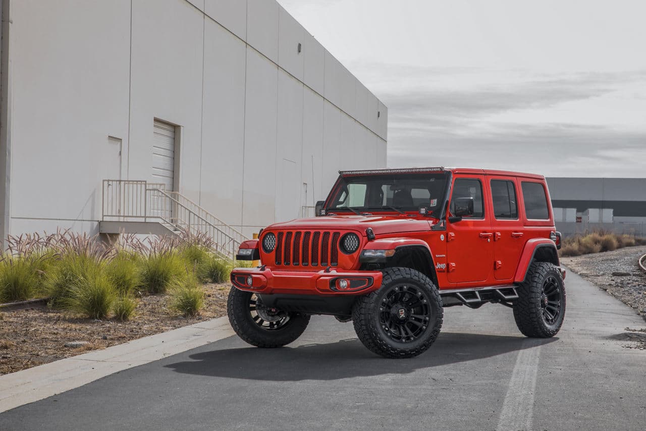 Detail view of 2020 Jeep Wrangler Sahara with truck suv wheels