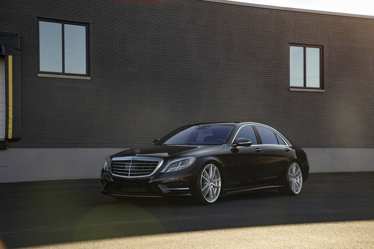 Rear view of 2020 Mercedes-Benz S550 with wheels