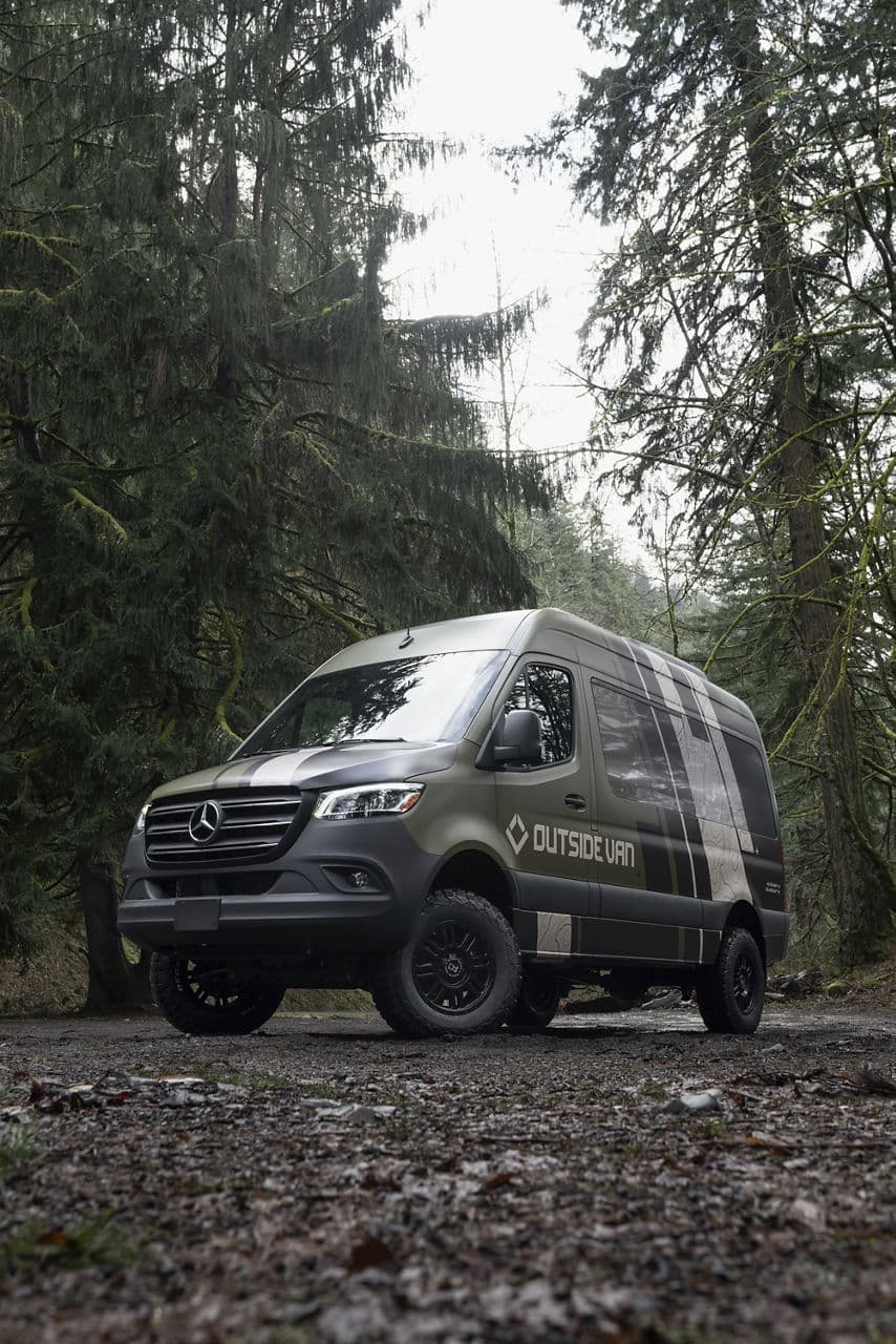 Side profile of 2020 Mercedes-Benz Sprinter with truck suv wheels