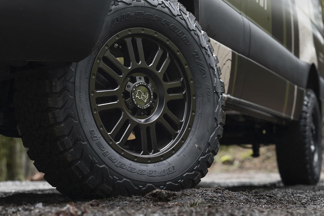 Rear view of 2020 Mercedes-Benz Sprinter with truck suv wheels