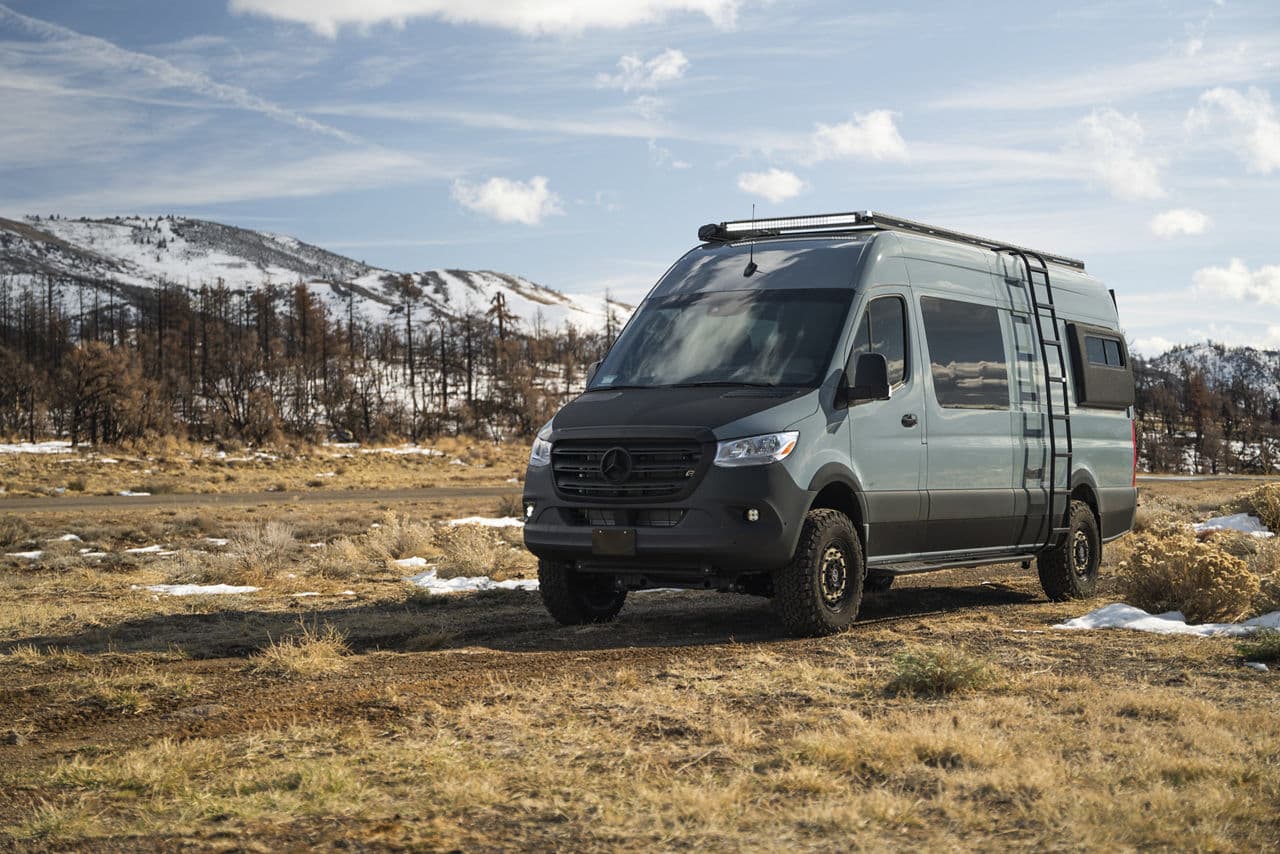 Front view of 2020 Mercedes-Benz Sprinter with wheels