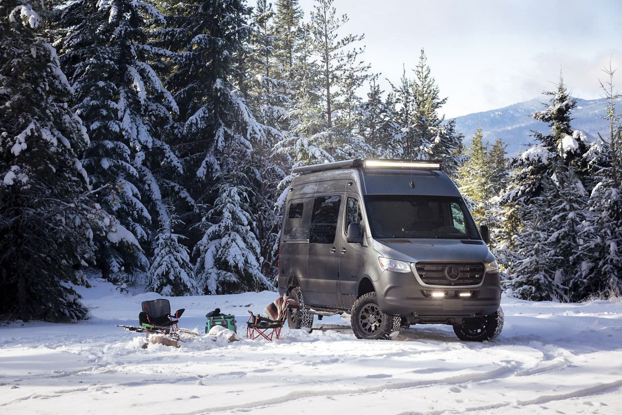 Front view of 2020 Mercedes-Benz Sprinter with wheels