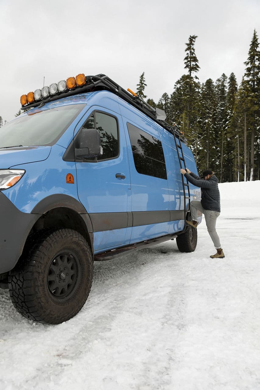 Side profile of 2020 Mercedes-Benz Sprinter with wheels