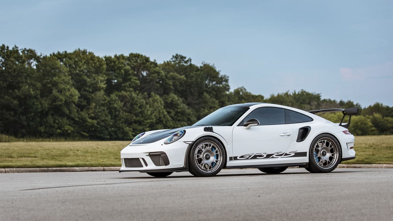 Front view of 2020 Porsche GT3 with wheels