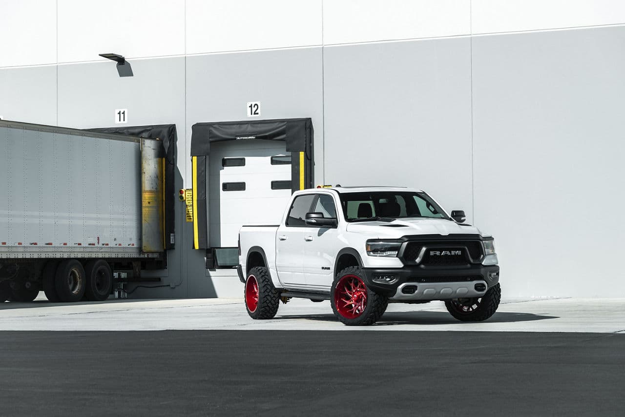 Front view of 2020 Ram 1500 Rebel with wheels