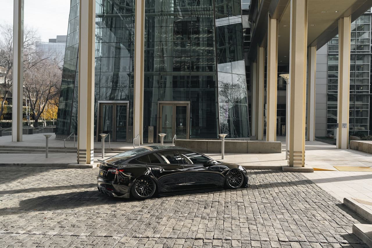 Interior of 2020 Tesla Model 3 with wheels