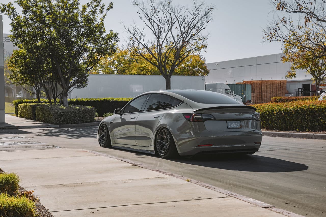 Interior of 2020 Tesla Model 3 with wheels