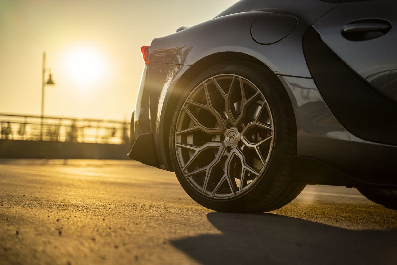 Side profile of 2020 Toyota Supra with wheels