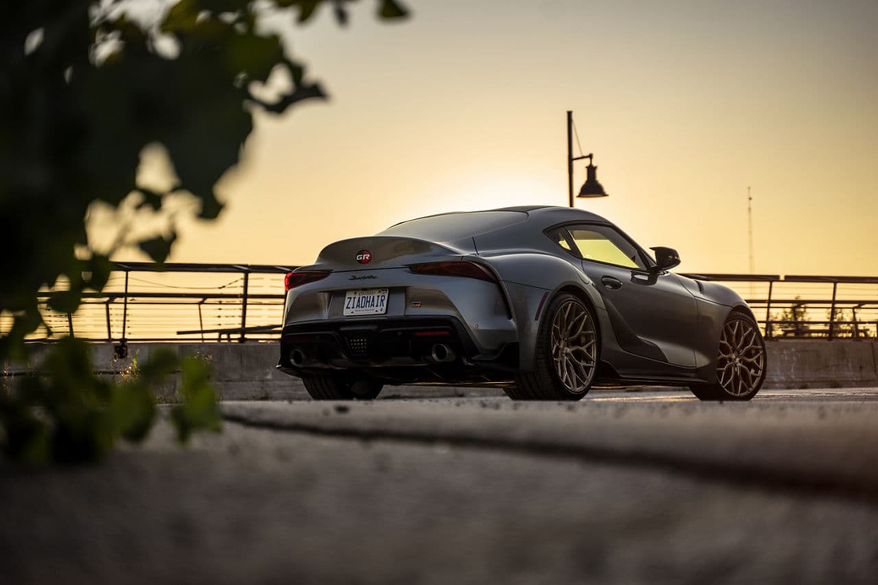 Rear view of 2020 Toyota Supra with wheels
