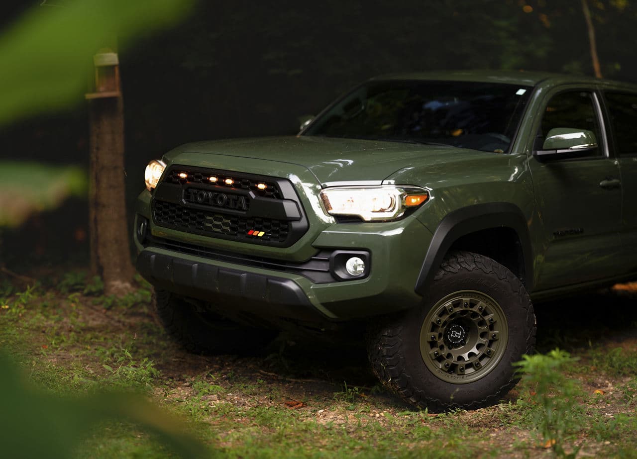 Front view of 2020 Toyota Tacoma with truck suv wheels