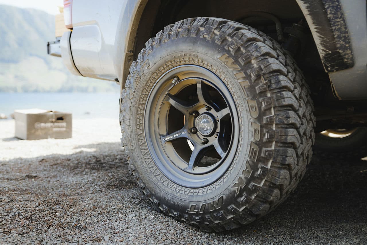 Rear view of 2020 Toyota Tacoma with wheels
