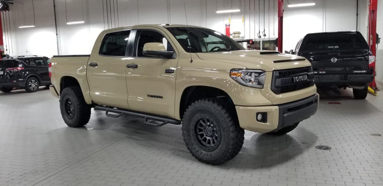 Rear view of 2020 Toyota Tundra with wheels