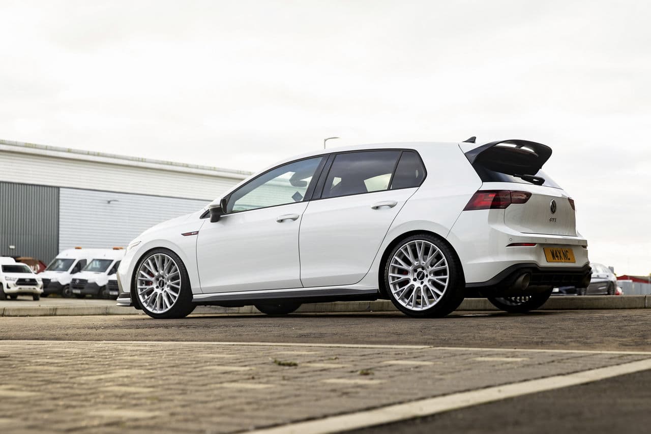Interior of 2020 Volkswagen Golf GTI with tuner wheels