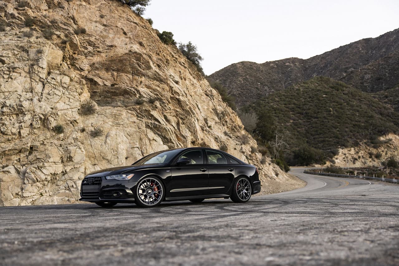 Rear view of 2021 Audi S6 with wheels