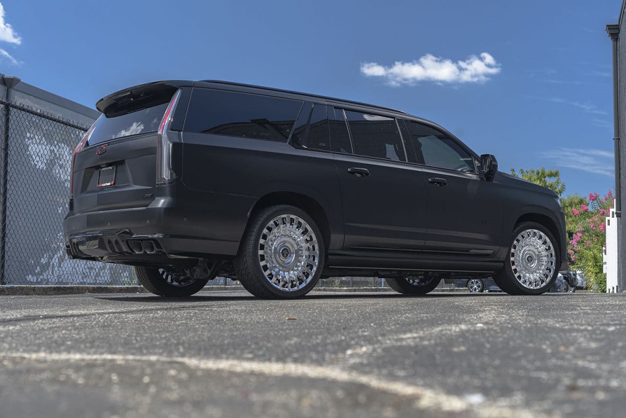 Interior of 2021 Cadillac Escalade with wheels