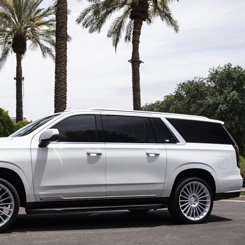 Detail view of 2021 Cadillac Escalade with wheels