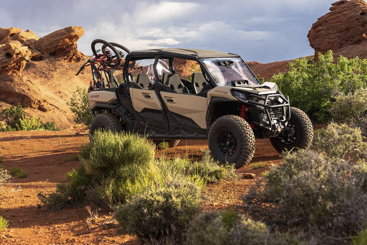 Front view of 2021 CanAm Commander with wheels