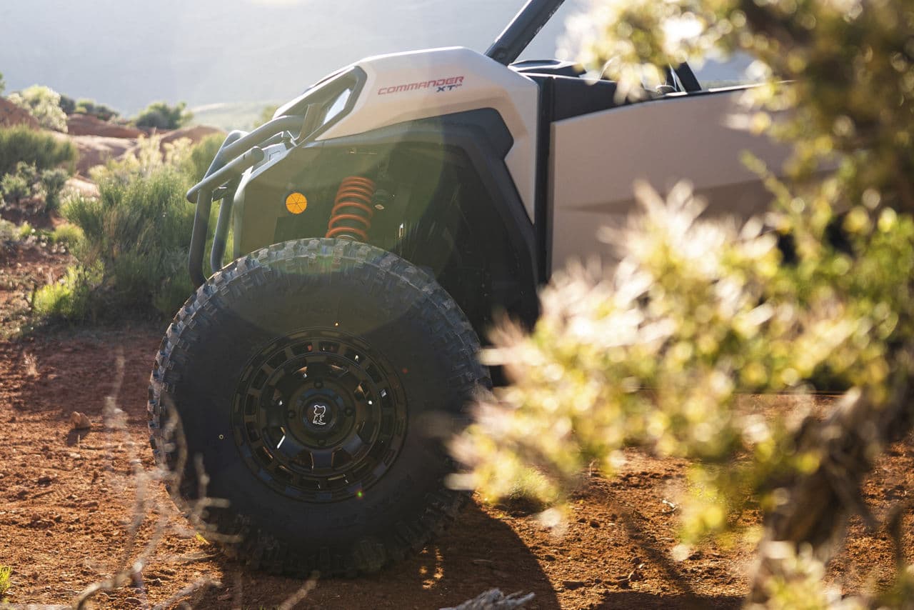 Interior of 2021 CanAm Commander with wheels