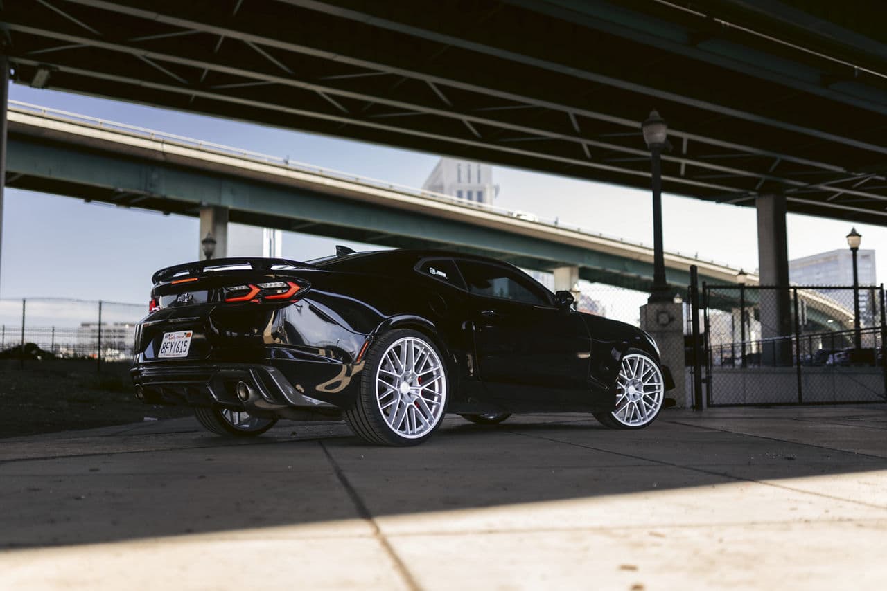 Side profile of 2021 Chevrolet Camaro with wheels