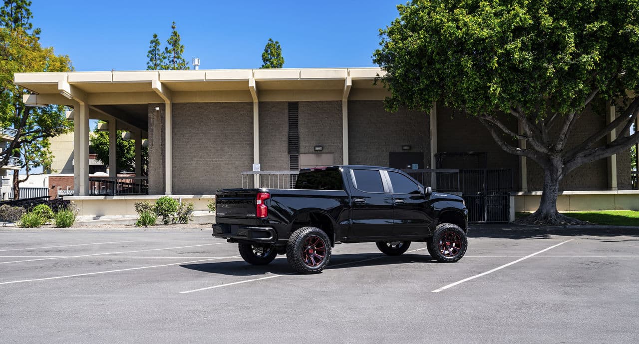 Detail view of 2021 Chevrolet Silverado with wheels